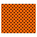 Polka Dots - Black on Safety Orange Double Sided Flano Blanket (Small)