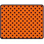 Polka Dots - Black on Safety Orange Fleece Blanket (Medium) (One Side)
