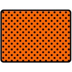 Polka Dots - Black on Safety Orange Double Sided Fleece Blanket (Large) (Two Sides)