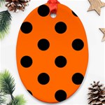 Polka Dots - Black on Safety Orange Ornament (Oval)