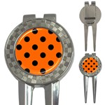 Polka Dots - Black on Safety Orange 3-in-1 Golf Divot