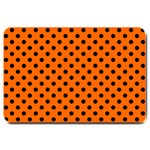 Polka Dots - Black on Safety Orange Large Doormat