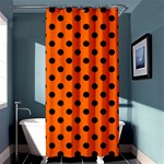 Polka Dots - Black on Safety Orange Shower Curtain 36  x 72  (Stall)