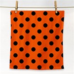 Polka Dots - Black on Safety Orange Face Towel