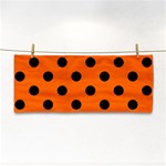 Polka Dots - Black on Safety Orange Hand Towel