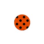 Polka Dots - Black on Safety Orange 1  Mini Button