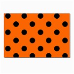 Polka Dots - Black on Safety Orange Postcard 4  x 6 