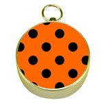 Polka Dots - Black on Safety Orange Gold Compass