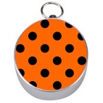 Polka Dots - Black on Safety Orange Silver Compass