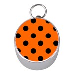 Polka Dots - Black on Safety Orange Silver Compass (Mini)