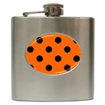 Polka Dots - Black on Safety Orange Hip Flask (6 oz)