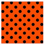 Polka Dots - Black on Tangelo Orange Large Satin Scarf (Square)