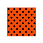 Polka Dots - Black on Tangelo Orange Satin Bandana Scarf