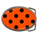 Polka Dots - Black on Tangelo Orange Belt Buckle