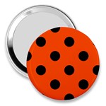 Polka Dots - Black on Tangelo Orange 3  Handbag Mirror