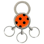 Polka Dots - Black on Tangelo Orange 3-Ring Key Chain