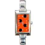 Polka Dots - Black on Tangelo Orange Rectangle Italian Charm Watch