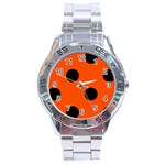 Polka Dots - Black on Tangelo Orange Stainless Steel Analogue Watch
