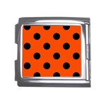 Polka Dots - Black on Tangelo Orange Mega Link Italian Charm (18mm)