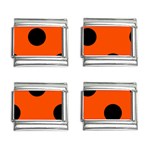 Polka Dots - Black on Tangelo Orange 9mm Italian Charm (4 pack)