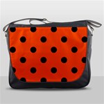 Polka Dots - Black on Tangelo Orange Messenger Bag