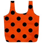 Polka Dots - Black on Tangelo Orange Full Print Recycle Bag (XL)