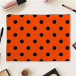 Polka Dots - Black on Tangelo Orange Cosmetic Bag (XL)