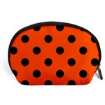 Polka Dots - Black on Tangelo Orange Accessory Pouch (Large)