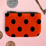 Polka Dots - Black on Tangelo Orange Mini Coin Purse