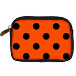Polka Dots - Black on Tangelo Orange Digital Camera Leather Case