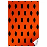 Polka Dots - Black on Tangelo Orange Canvas 20  x 30 
