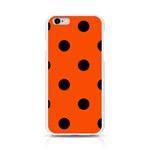 Polka Dots - Black on Tangelo Orange Apple iPhone 6/6S Silicone Case (Transparent)