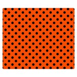Polka Dots - Black on Tangelo Orange Double Sided Flano Blanket (Small)