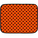 Polka Dots - Black on Tangelo Orange Fleece Blanket (Mini)