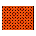 Polka Dots - Black on Tangelo Orange Fleece Blanket (Small) (One Side)