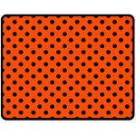 Polka Dots - Black on Tangelo Orange Double Sided Fleece Blanket (Medium) (Two Sides)