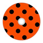 Polka Dots - Black on Tangelo Orange CD Wall Clock