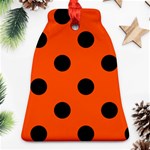 Polka Dots - Black on Tangelo Orange Ornament (Bell)
