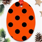Polka Dots - Black on Tangelo Orange Oval Ornament (Two Sides)