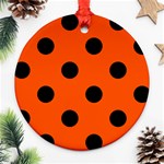 Polka Dots - Black on Tangelo Orange Ornament (Round)