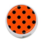 Polka Dots - Black on Tangelo Orange 4-Port USB Hub (Two Sides)