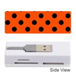 Polka Dots - Black on Tangelo Orange Memory Card Reader (Stick)