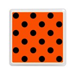 Polka Dots - Black on Tangelo Orange Memory Card Reader with Storage (Square)