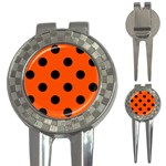 Polka Dots - Black on Tangelo Orange 3-in-1 Golf Divot