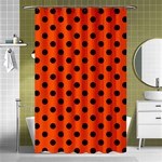 Polka Dots - Black on Tangelo Orange Shower Curtain 48  x 72  (Small)