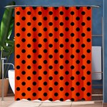 Polka Dots - Black on Tangelo Orange Shower Curtain 60  x 72  (Medium)