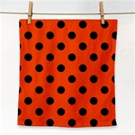 Polka Dots - Black on Tangelo Orange Face Towel