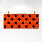 Polka Dots - Black on Tangelo Orange Hand Towel