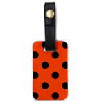 Polka Dots - Black on Tangelo Orange Luggage Tag (One Side)