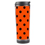 Polka Dots - Black on Tangelo Orange Travel Tumbler